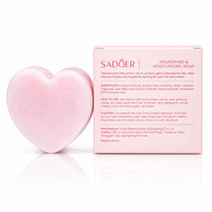Sadoer nourishing and moisturizing pink heart-shaped soap with retail box