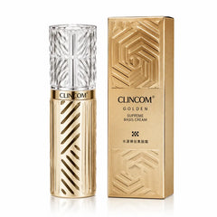 Clincom Golden Basis Cream cosmetic bottle with textured clear cap and gold finish