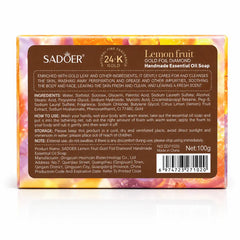 Gold foil lemon fruit soap for skin brightening and moisturizing