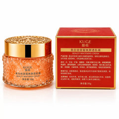 KUGE Beauty Whitening Face Cream 50g glass jar with product box showing back packaging and ingredients