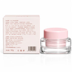 Kulio Moisturizing Face Cream in a clear glass jar with a pink lid, shown with the back view of the retail packaging on a white background