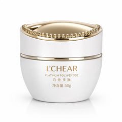 Front view of L'CHEAR Platinum Polypeptide Face Cream 50g jar for skin firming, hydration, and brightening