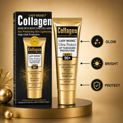 Lady Model Collagen Ultra SPF 90+ Dry Touch Sunscreen with UV protection for glowing and bright skin