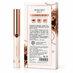 MEDILANKA Volume Mascara eyelash serum pen in rose gold, displayed beside its white and rose gold packaging box.