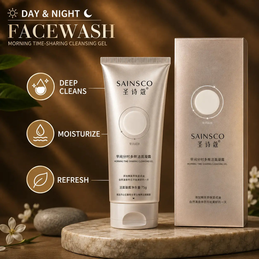 Sainsco Day and Night face wash morning cleansing gel with matching box