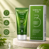 SOBAUTY Triple Ceramide Tea Face Wash tube with retail box, enriched with ceramides to cleanse, hydrate, brighten, and protect the skin.