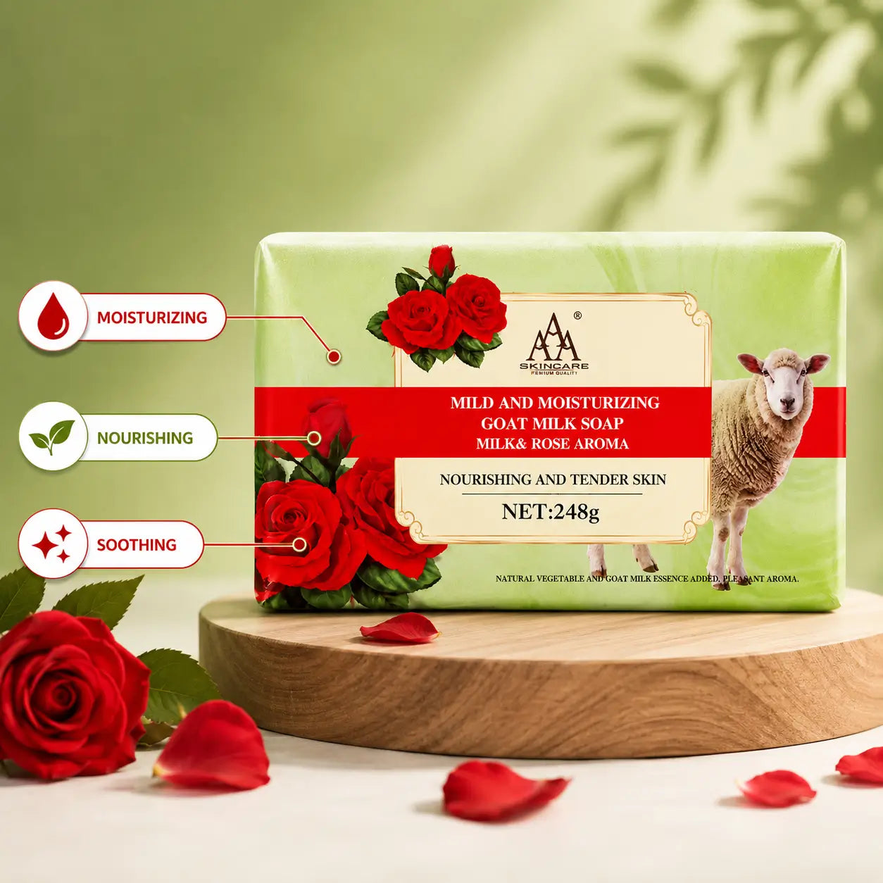 AA Goat Milk and Rose Milk Soap with moisturizing and nourishing formula
