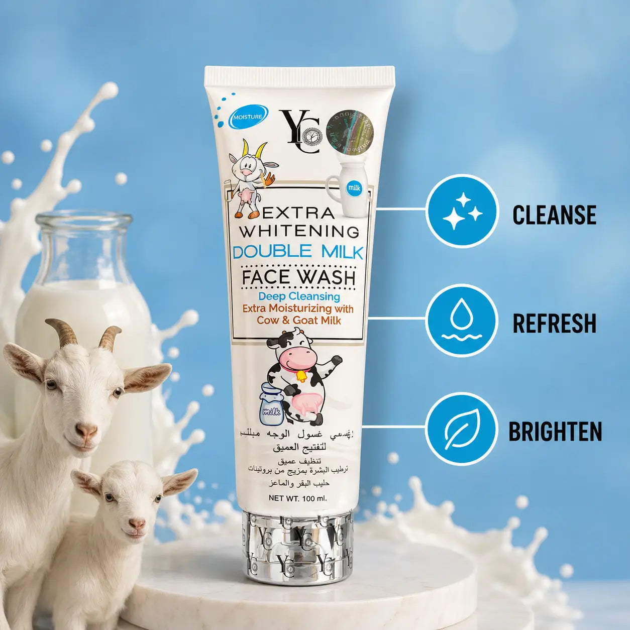 YC Double Milk Extra Whitening  Face Wash