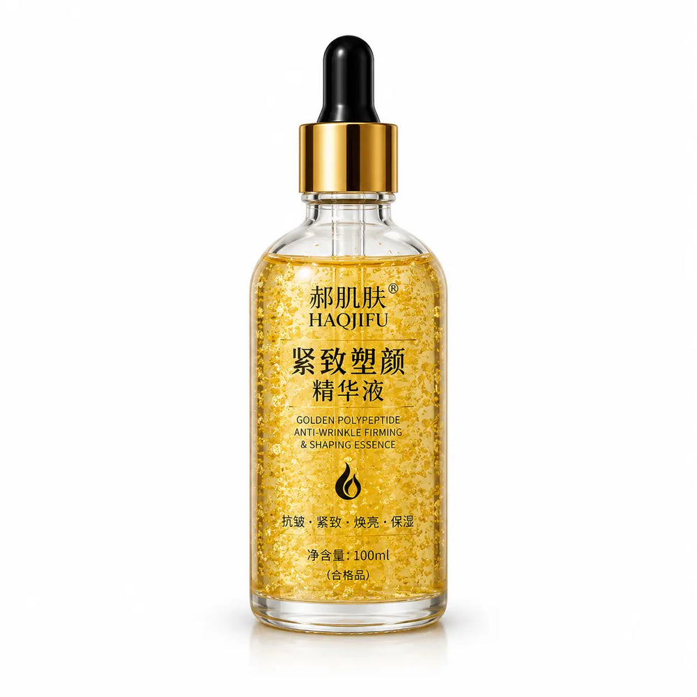 HAOJIFU Golden Polypeptide Anti-Wrinkle Firming & Shaping Essence 100ml dropper bottle with gold flakes