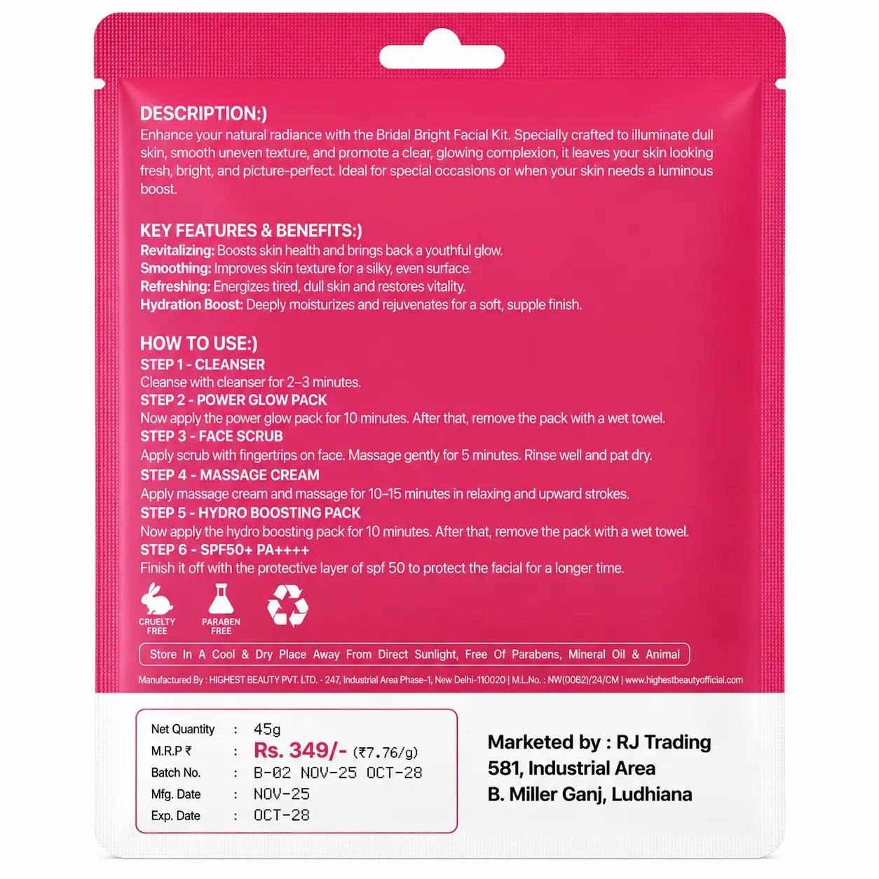 Korean Bridal Bright Facial Kit