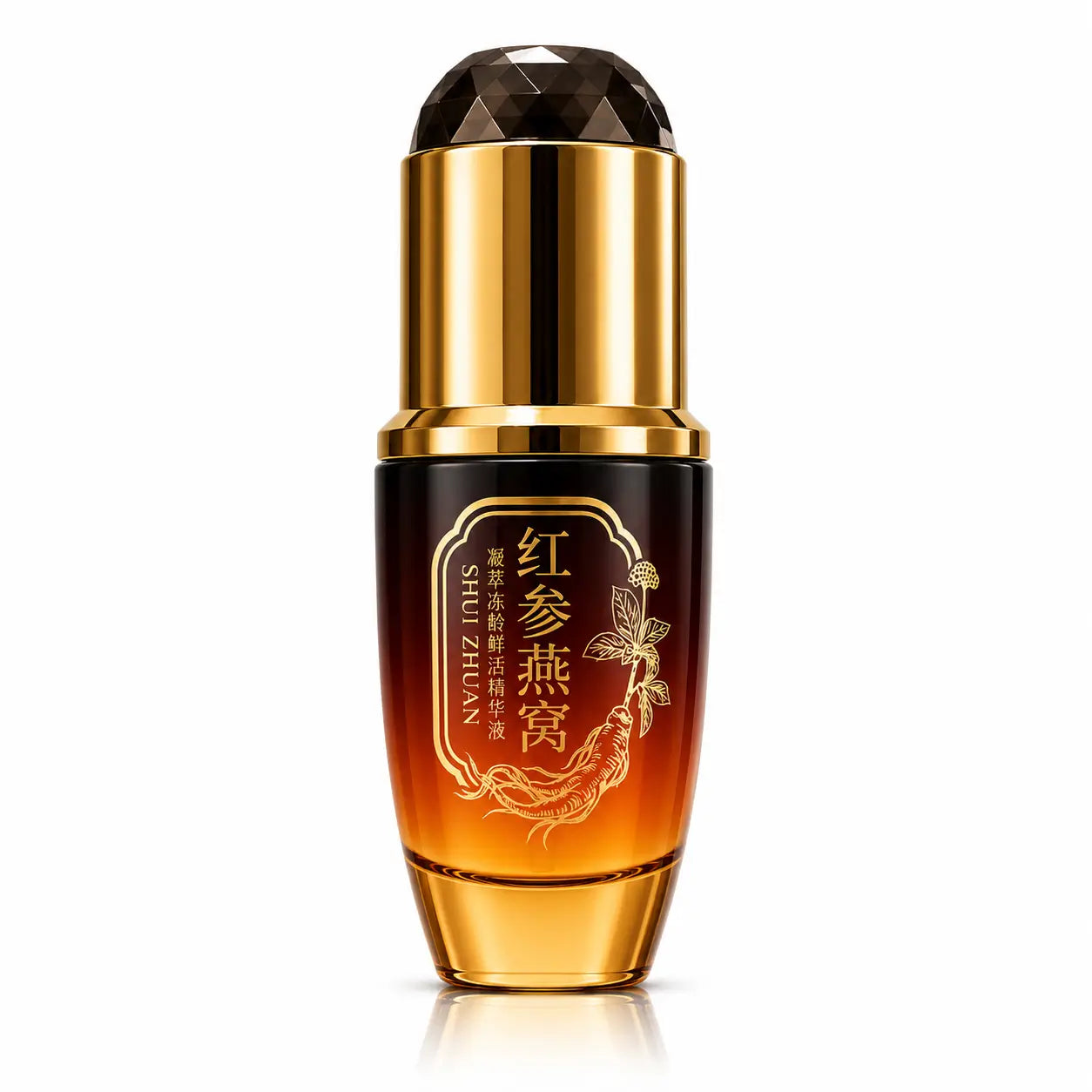OSAL Red Ginseng Bird's Nest Essence skincare bottle with gold cap and amber-brown finish