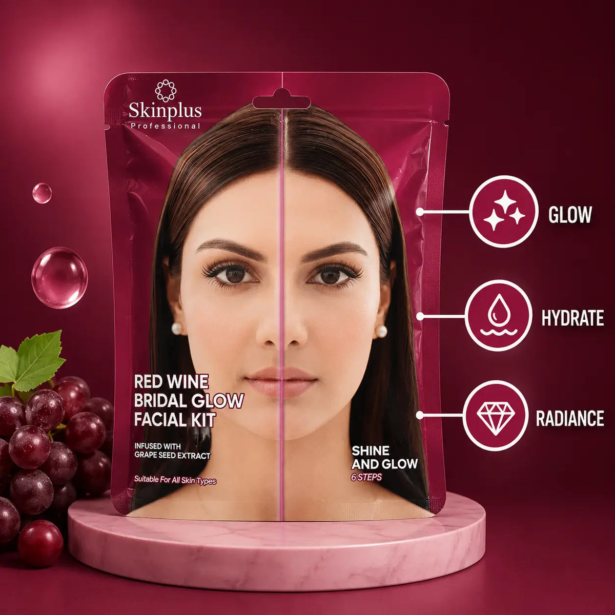 Red Wine Bridal Glow Facial Kit