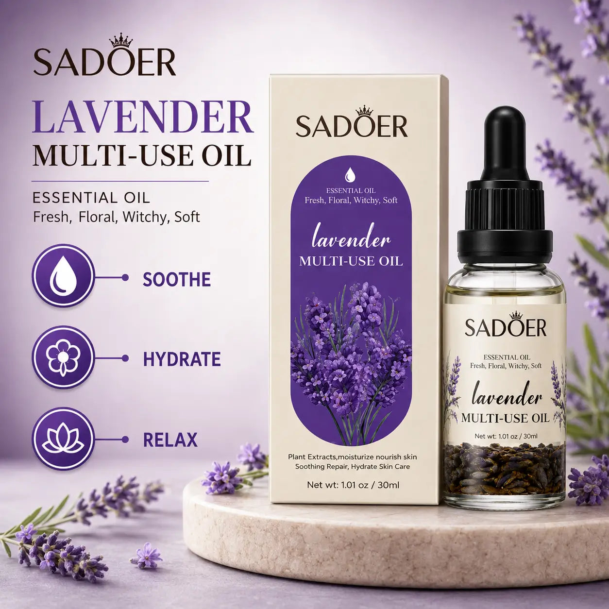 SADOER Lavender Essential Oil