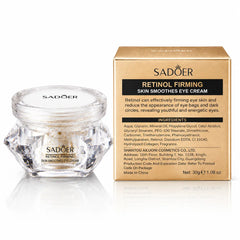 Sadoer Retinol Firming Eye Cream for smoother-looking skin with gold and black packaging