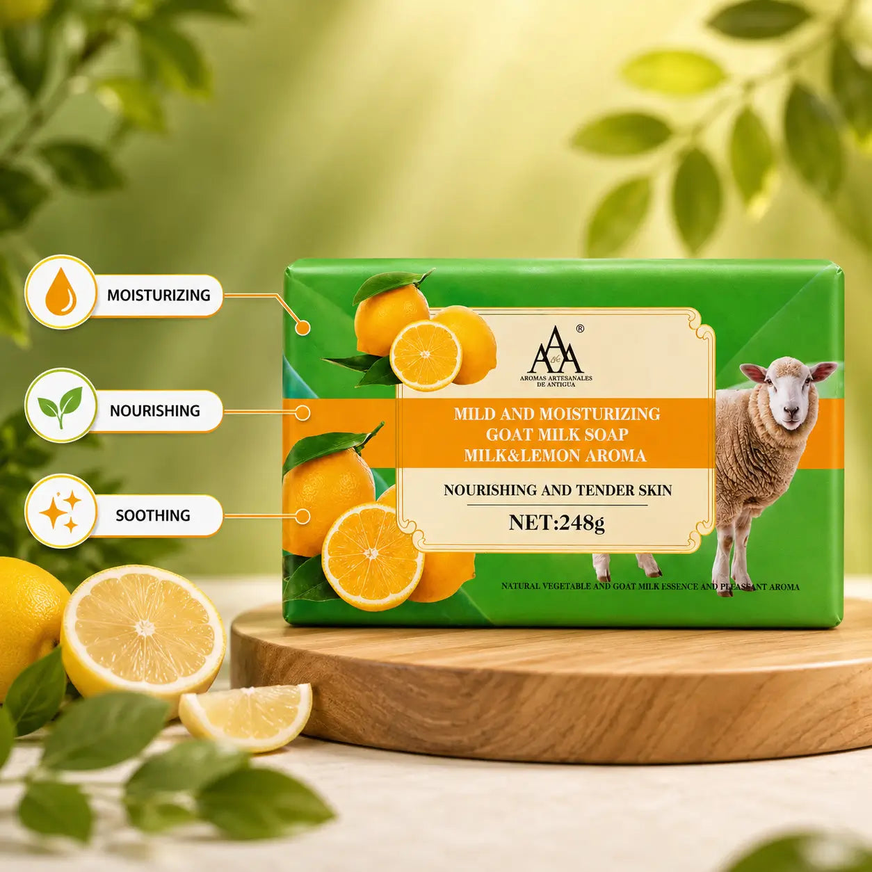 AA goat milk lemon soap for moisturizing and nourishing skin