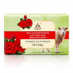 AA Spring Goat Milk and Rose Aroma moisturizing soap in green packaging