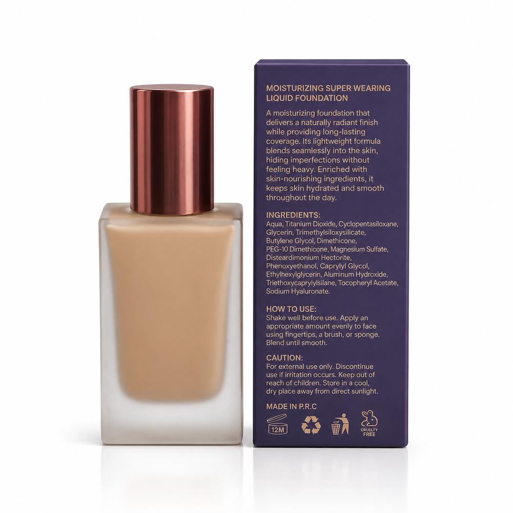 BSIMONE Beauty Time Lasting Foundation with rose gold cap and dark purple packaging