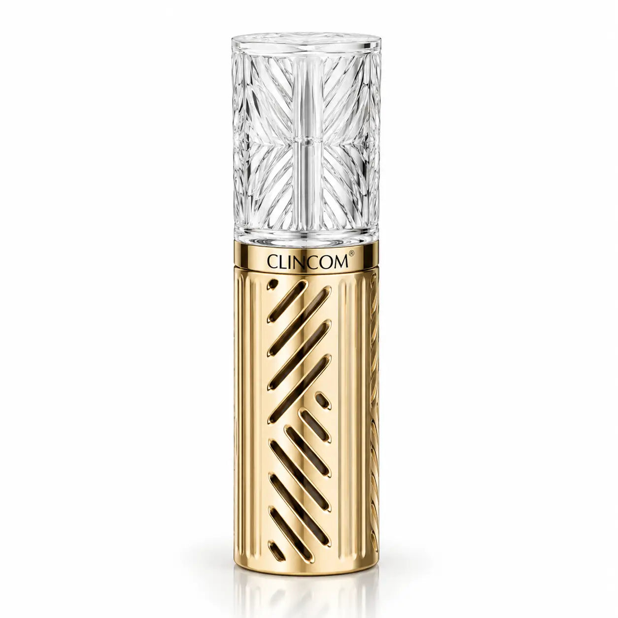 Clincom Golden Basis Cream cosmetic bottle with textured clear cap and gold finish