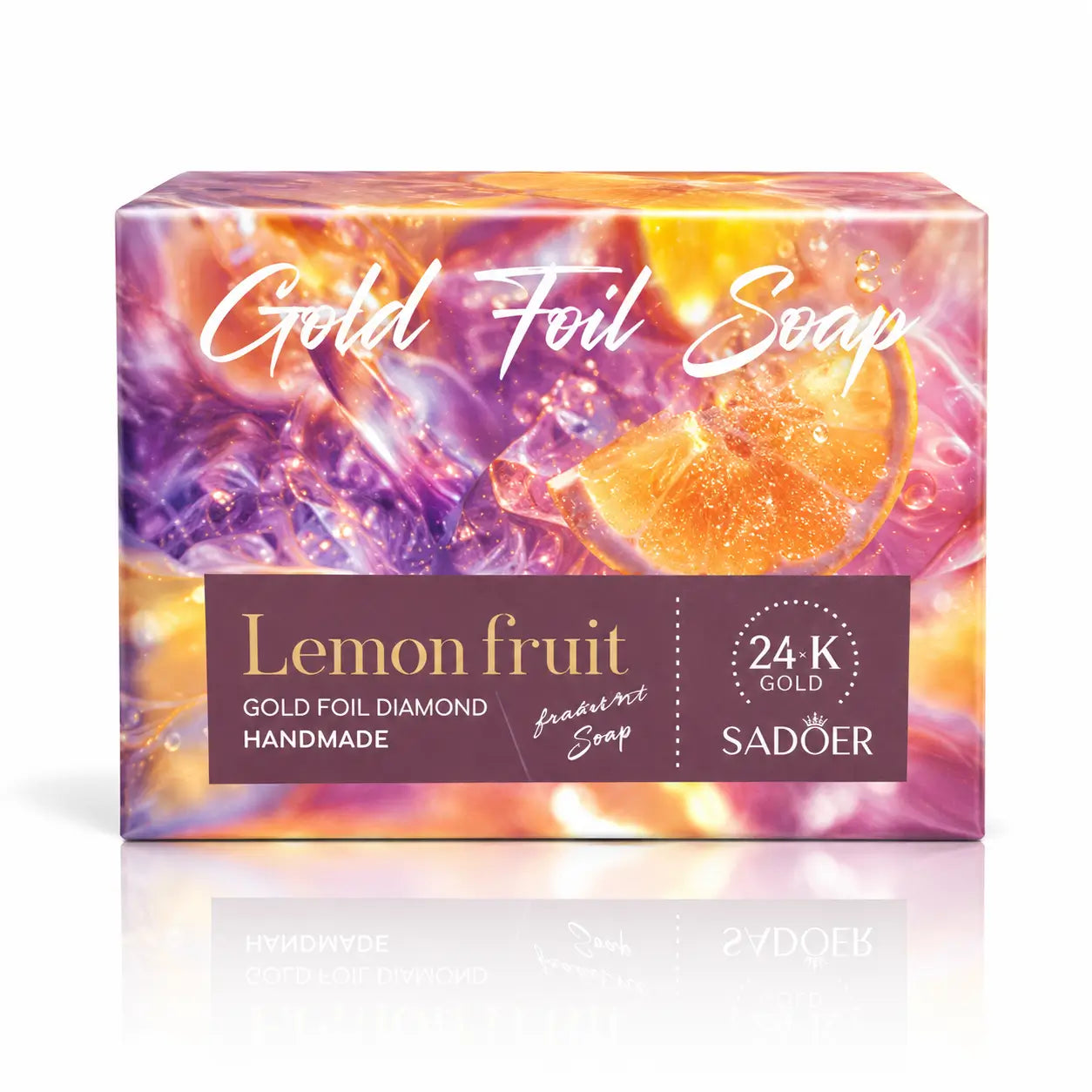 Gold foil lemon fruit soap for skin brightening and moisturizing