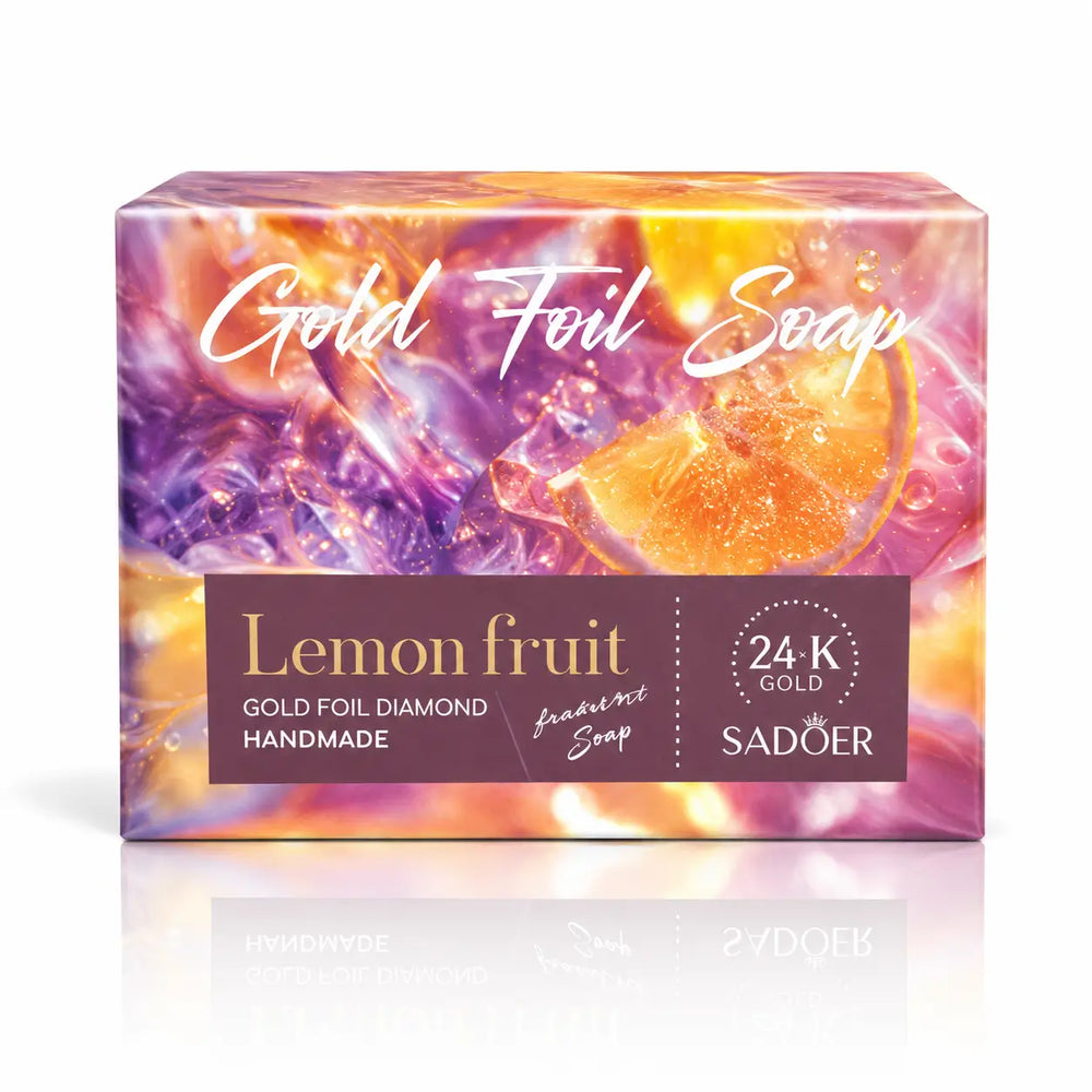 Gold foil lemon fruit soap for skin brightening and moisturizing