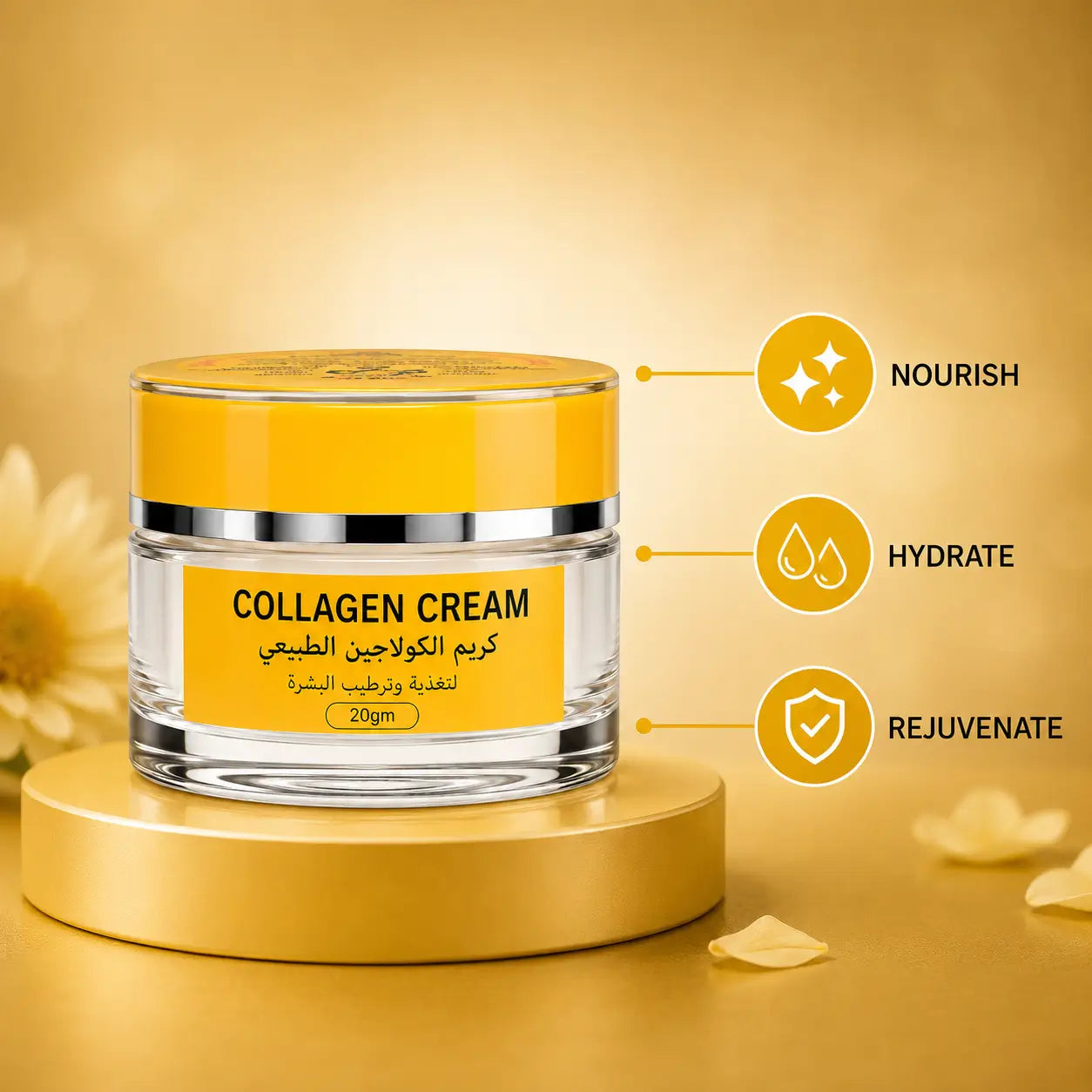 H Collagen Body Whitening Cream jar with nourishing, hydrating, and rejuvenating skincare benefits