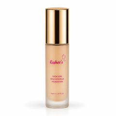 Kashees Even Tone High Coverage Foundation in frosted glass bottle with gold cap
