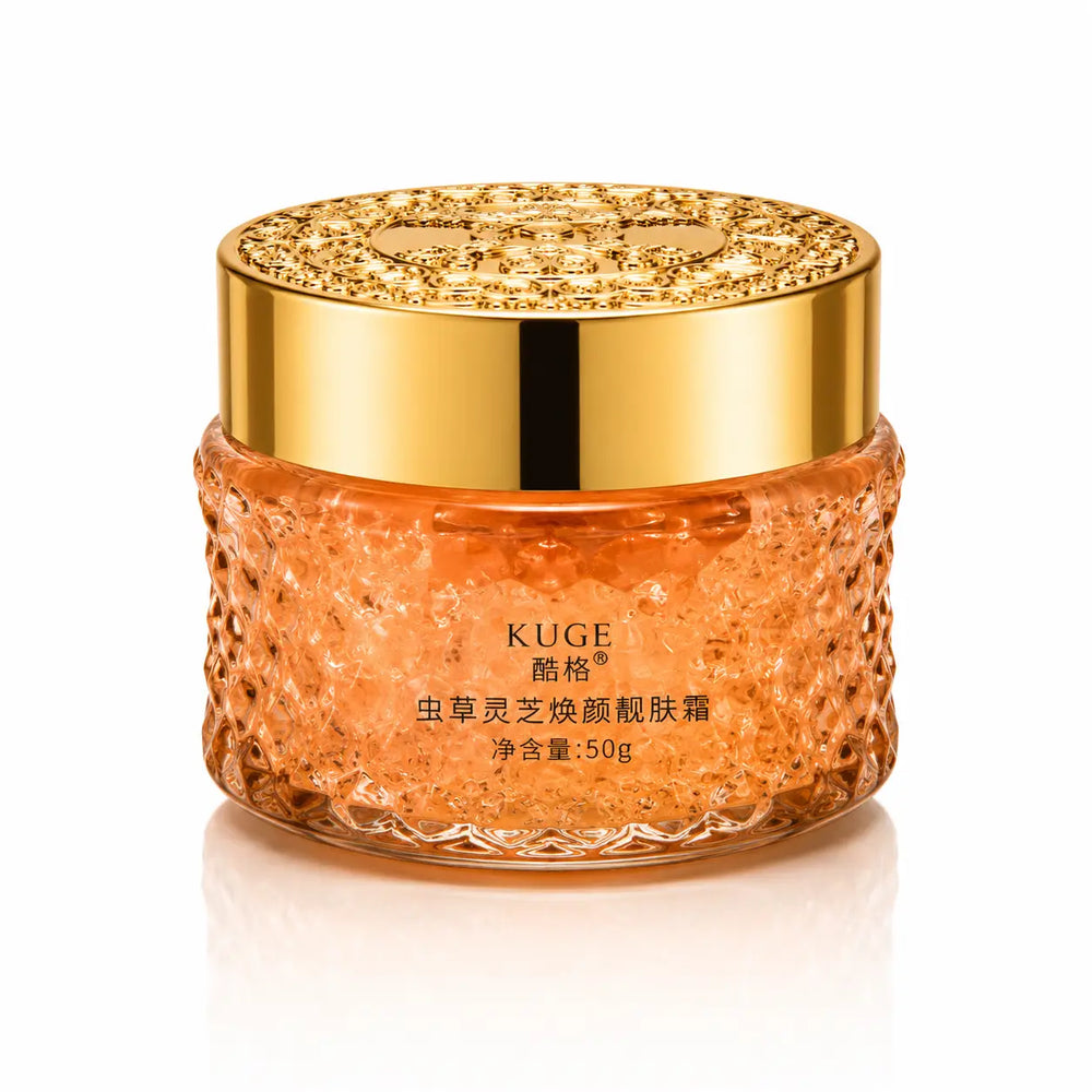 Front view of KUGE Beauty Whitening Face Cream 50g glass jar for brighter, smoother, and radiant skin