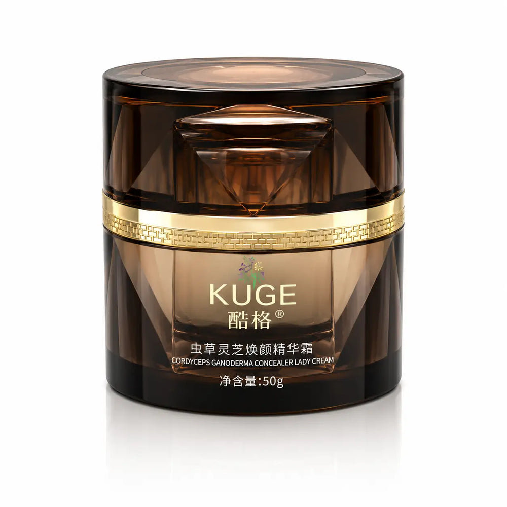 Front view of KUGE Cordyceps Multi Effect Face Cream 50g amber jar for nourishing, rejuvenating, and radiant skin