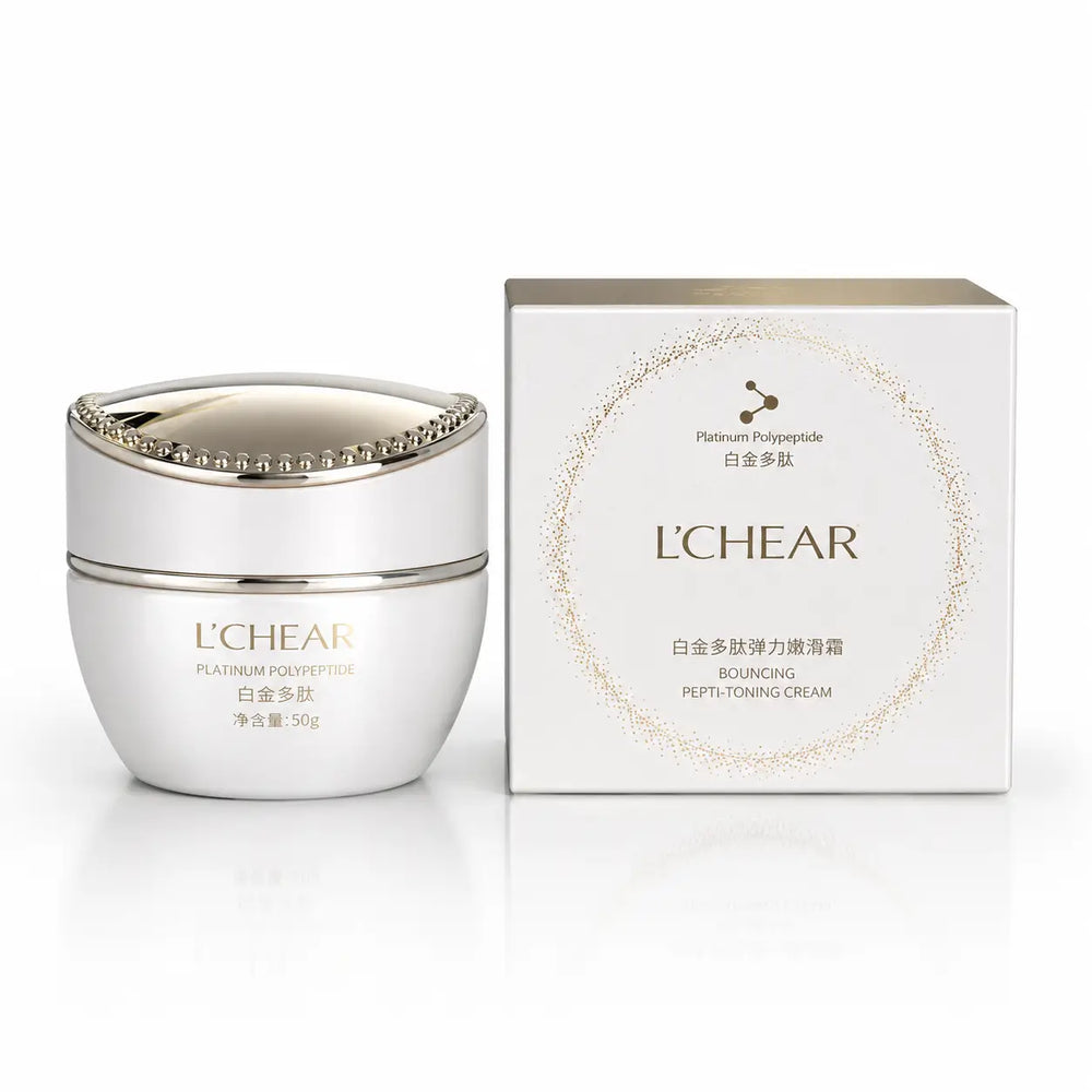 L'CHEAR Platinum Fresh Essence Face Cream 50g jar with retail box for hydrating, firming, and brightening skin
