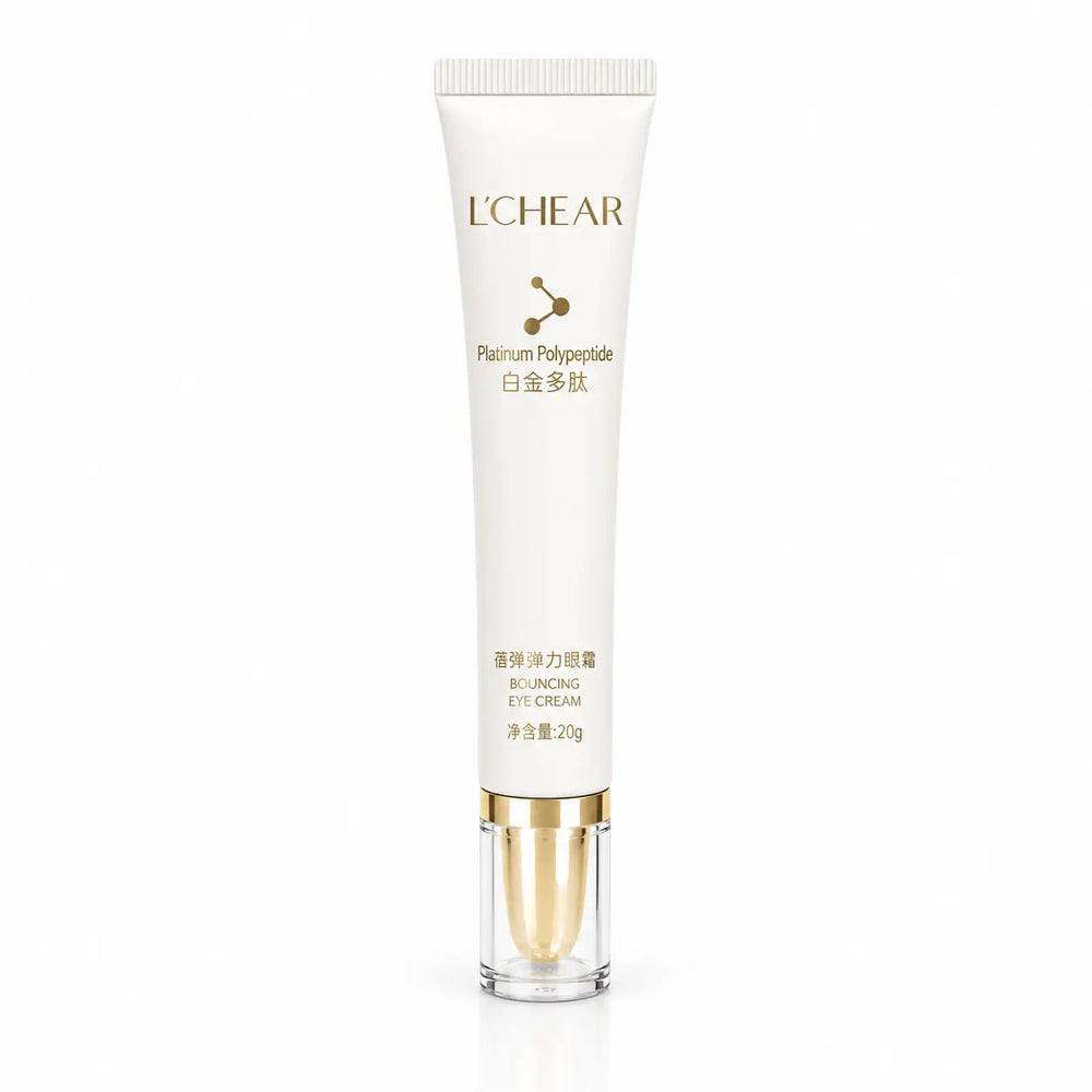 Front view of L'CHEAR Platinum Polypeptide Eye Cream tube for brightening, hydrating, and firming the under-eye area