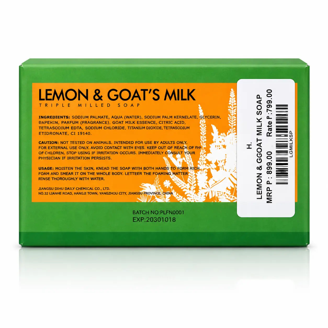 Lemon and goat milk triple milled soap for moisturizing and nourishing skin