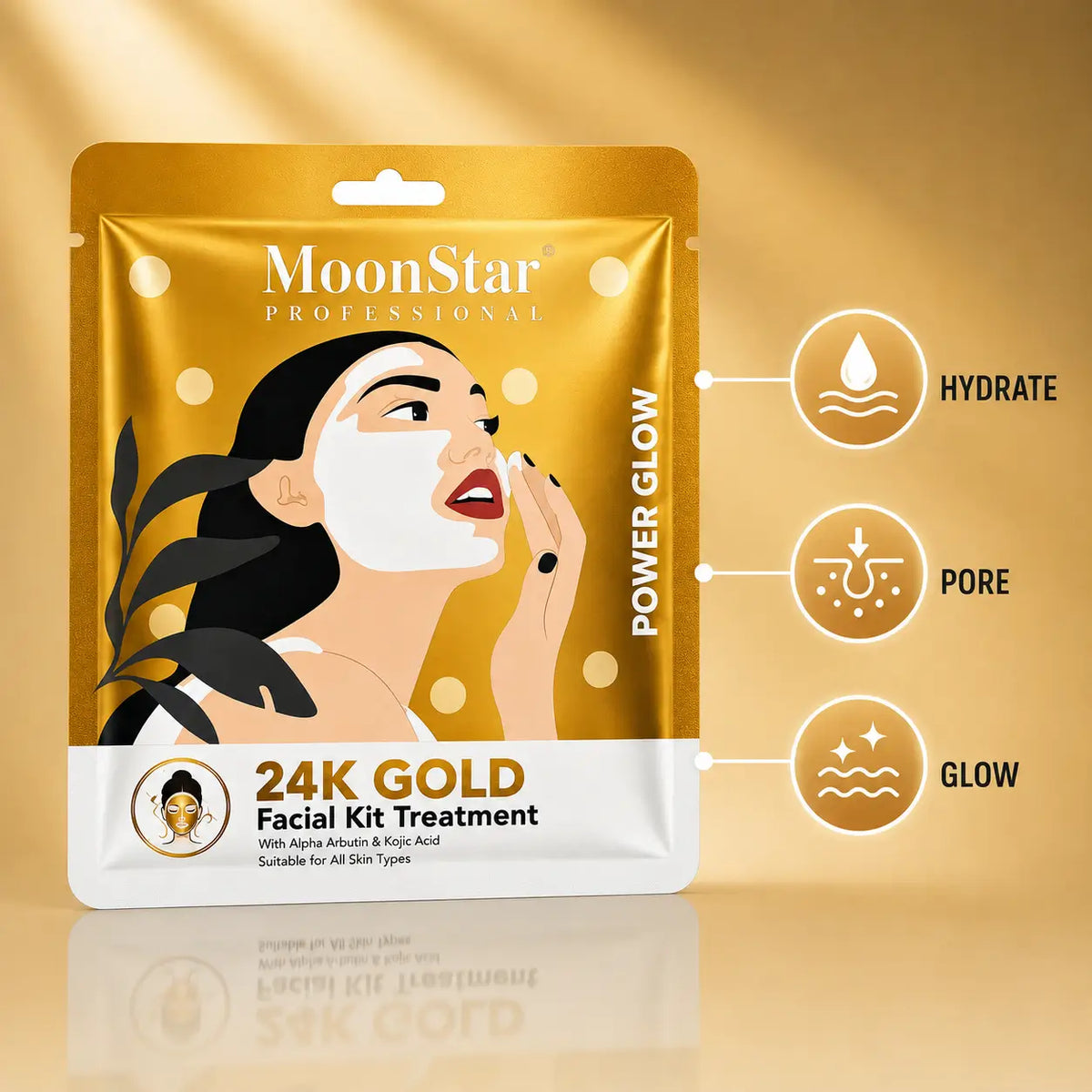MoonStar 24K Gold Facial Kit Treatment Pouch