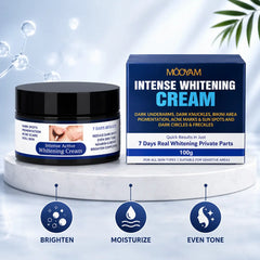 MOOYAM Intense Whitening Cream 100g jar with retail box for skin brightening, moisturizing, and even skin tone