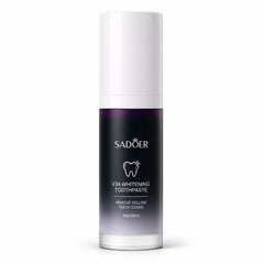 SADOER V34 Whitening Toothpaste 20ml bottle with a white cap and black-to-purple gradient label on a white background.