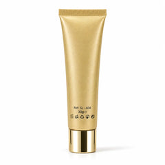 Back view of Silkfull Full Cover Foundation 30g tube with premium gold packaging on a white background.