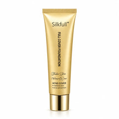 Silkfull Full Cover Foundation 30g tube with premium gold packaging, providing full coverage and a smooth matte finish on a white background.