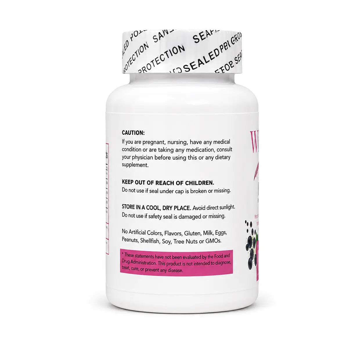 Whitening Skin 1500mg glutathione complex capsules bottle with product information