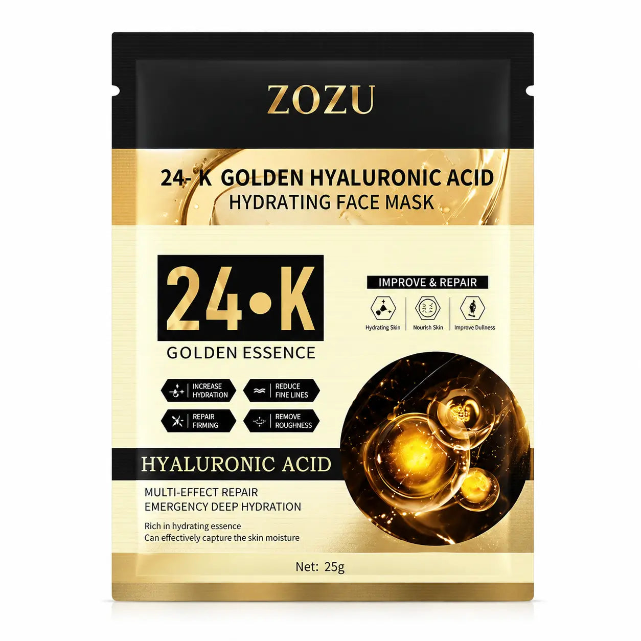 ZOZU 24K golden hyaluronic acid hydrating face mask